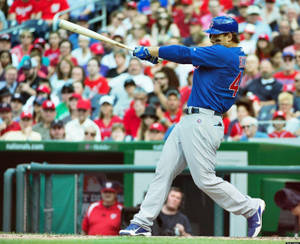 Anthony Rizzo Bat Swing Blue Wallpaper