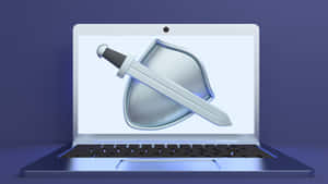 Antivirus Sword And Shield On Laptop Monitor Wallpaper