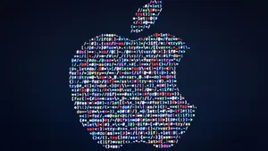 Apple Logo 4k With Codec Text Wallpaper