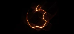 Apple Logo 4k With Gold Border Wallpaper