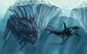 Aquatic Sea Monster Art Wallpaper