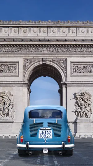 Arc De Triomphe Blue Car Wallpaper