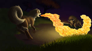 Arcanine Breathing Fire Tauros Wallpaper