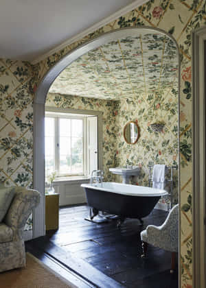 Arch Leading To Bathroom Wallpaper