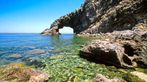 Arco Dell'elefante Ocean Cliff Italy Wallpaper