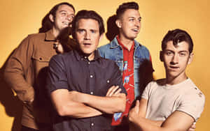 Arctic Monkeys_ Band Portrait_ Yellow Background Wallpaper