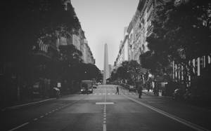 Argentina Obelisco Street Monochrome Wallpaper