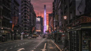 Argentina Obelisk Street Cityscape Wallpaper
