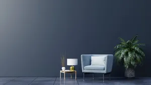 Armchair Furniture On Spacey Living Room Wallpaper