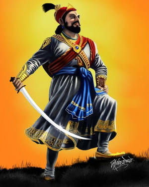 Armed Sambhaji Maharaj Art Wallpaper