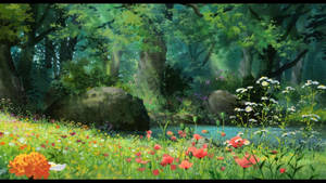 Arrietty Forest Flowers Wallpaper