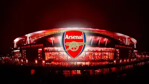 Arsenal Fc Logo On Stadium Wallpaper