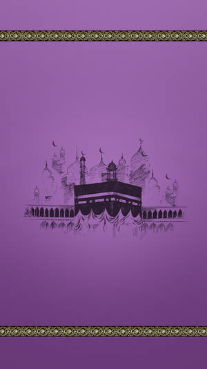 Art Illustration Kaaba Violet Wallpaper