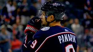 Artemi Panarin Sniffing His Gloves Wallpaper