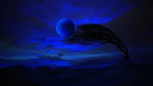 Artistic Blue-themed Hd Moon Wallpaper