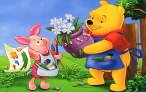 Artistic Winnie The Pooh And Piglet Desktop Wallpaper