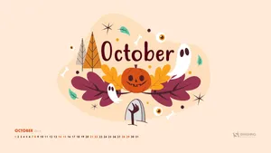 Artsy And Spooky Hello October Background Wallpaper