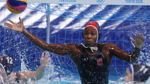 Ashleigh Johnson, Strong In The Game Of Water Polo Wallpaper