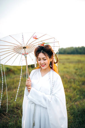 Asian Lady In Chinese Folk Dress Wallpaper