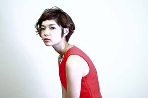 Asian Woman In Red Sleeveless Dress Wallpaper