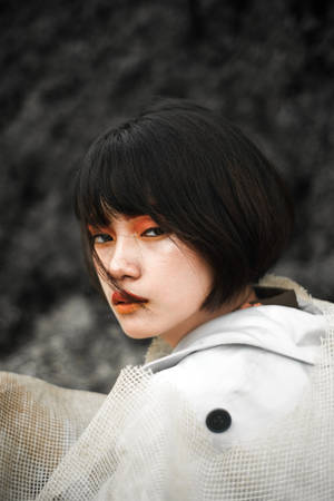 Asian Woman With Orange Makeup Wallpaper