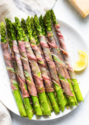 Asparagus Prosciutto Wrap With Lemon Wallpaper