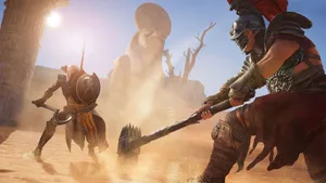 Assassin Creed Origins Characters Fighting Wallpaper