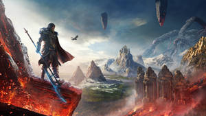 Assassin's Creed Valhalla: Dawn Of Ragnarok Epic Battlefield Scene Wallpaper