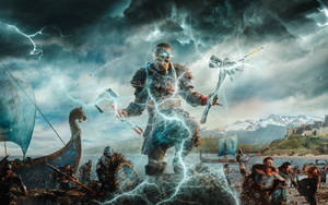Assassin's Creed Valhalla Thunderstorm Art Wallpaper