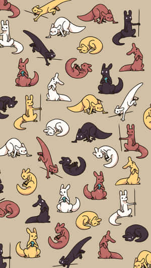 Assorted Cartoon Kangaroos Pattern Wallpaper