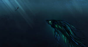 Astonishing Encounter Underwater - Scuba Diving With Glowing Sea Creatures Wallpaper
