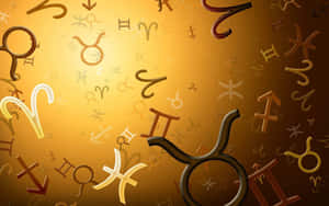 Astrological Symbols Golden Backdrop Wallpaper