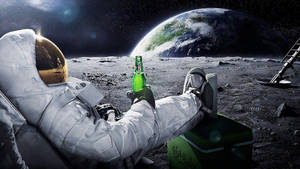 Astronaut Drinking Coolest Desktop Wallpaper
