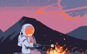 Astronaut Pixel Art Wallpaper