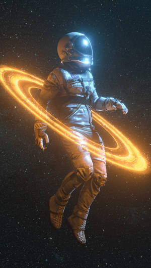 Astronaut With Planetary Rings Cool Android Wallpaper