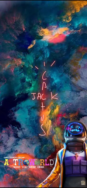 Astroworld Iphone Jack Cactus Colorful Smoke Wallpaper