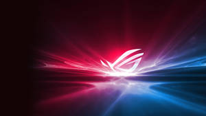 Asus Rog 4k Gaming Logo In Red And Blue Lights Wallpaper