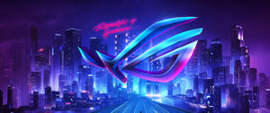 Asus Rog Logo In Neon Lights Wallpaper