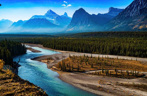 Athabasca River Aesthetic Landscape Wallpaper