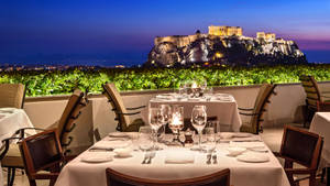 Athens Acropolis Candle Light Dinner Wallpaper