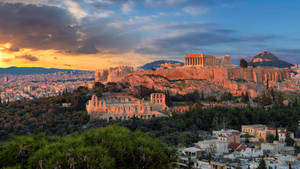 Athens Acropolis Greece View Wallpaper