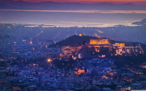 Athens Acropolis In Sunset Wallpaper