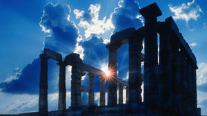 Athens Ancient Temple Silhouette Wallpaper