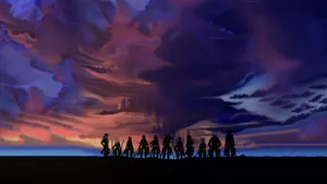 Attack On Titan Pc Main Cast Silhouettes Wallpaper