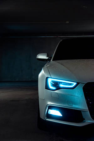 Audi Car With Blue Headlights Wallpaper
