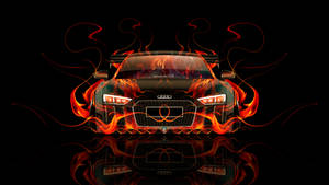 Audi R8 On Fire Art Wallpaper