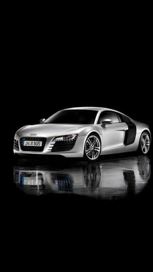 Audi R8 White On Black Background Iphone Wallpaper