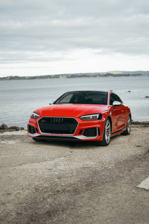 Audi Rs Parked At The Beach Wallpaper