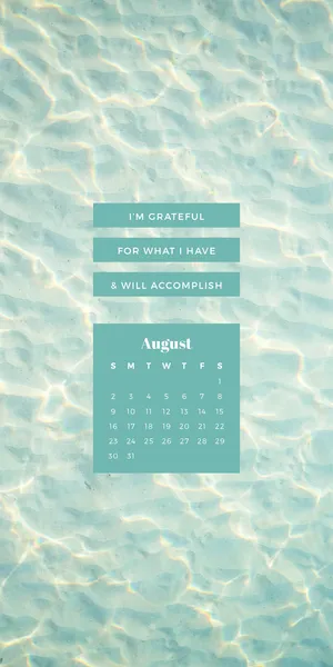 August 2021 Calendar Blue Water Wallpaper