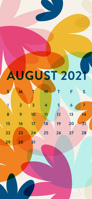 August 2021 Calendar With Colorful Leaves Wallpaper